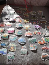 Pegatinas Retro de hipopótamo, etiquetas con diseño de autobús de amor y paz para coche, portátil, equipaje, Skateboards, diario, papelería, pegatina, 10/30/50 Uds.