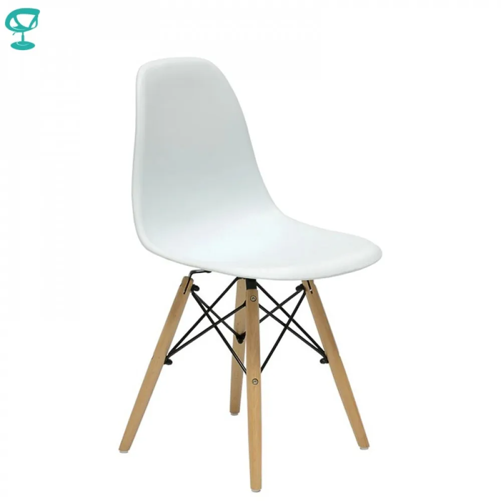94894 Barneo N 12 пластиковый кухонный белый стул на деревянном основании интерьерный