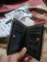 Cartera Vintage antirrobo RFID para hombre, bolsa con cierre, monedero con cremallera, billetera mágica, monedero corto de lujo