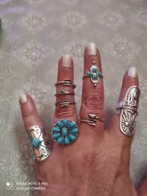Tocona-Conjunto de 9 anillos bohemios con diseño de Luna y flecha para mujer, Color plata antigua, conjunto de anillos de girasol para mujer, joyería de talla 3304