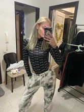 Rapwriter moda carta Skinny estampado mono cuello alto 2020 mujeres Otoño y ropa de manga larga mono de entrepierna abierta Mujer