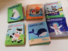 Libro de tela suave con sonido de crujido para bebé, juguete de sonajeros de 0 a 12 meses con sonido de crujido, Animal, comida, Océano, Educación Temprana, 6 uds.