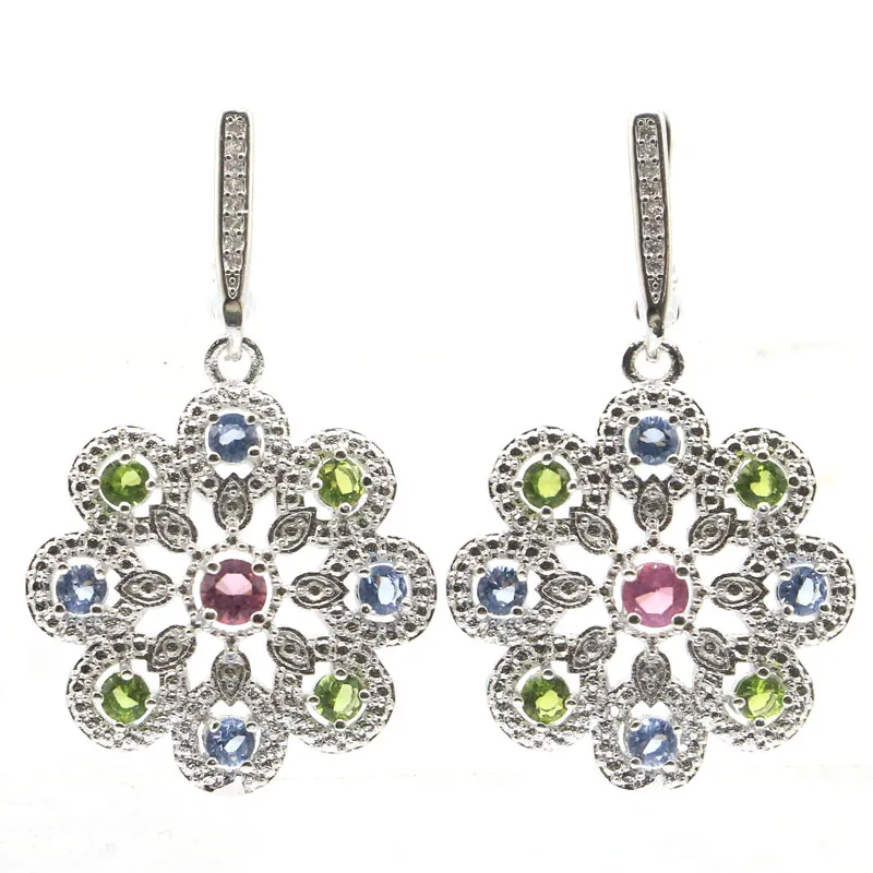 41x25mm Pertty Created Flowers Shape Tanzanite Tourmaline Peridot CZ Gift For Sister Silver Earrings
41x25mm Pertty Created Flowers Shape Tanzanite Tourmaline Peridot CZ Gift For Sister Silver Earrings