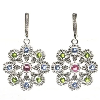 41x25mm Pertty Created Flowers Shape Tanzanite Tourmaline Peridot CZ Gift For Sister Silver Earrings
41x25mm Pertty Created Flowers Shape Tanzanite Tourmaline Peridot CZ Gift For Sister Silver Earrings