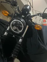 Faro LED de Ojos de Ángel, Halo negro de 5,75 pulgadas, para Harley Sportster 1200, 883, calle 500, 750, proyector redondo de 5-3/4 pulgadas
