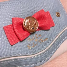 Mini cartera con lazos bonitos para mujer, Tarjetero con broche, monedero de mano, de cuero PU, a la moda, novedad