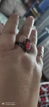 Anillo Vintage de piedra cristalina roja para mujer, sortija de boda clásica de oro negro de 14KT para mujer, sortija de compromiso de hoja de Zircón de lujo para novia