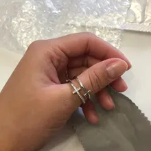 Nueva moda Cubic Zirconia Cruz de cristal anillos de oro doble geométrica anillo ajustable para mujeres de moda hermosa joyería 2021