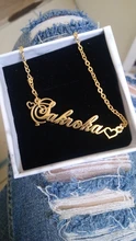 Collar con nombre personalizado para hombre y mujer, gargantilla de corazón con letras de acero inoxidable, colgante plateado, placa con nombre personalizada