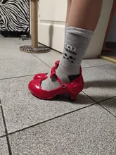 Zapatos Infantiles para niñas, calzado con lazo de cuero para fiesta de Baile de Princesa, brillantes, Color rojo sólido, tacón alto, de cuero de moda, oferta de otoño