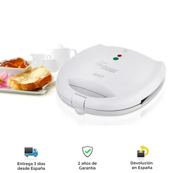Square Sandwichera, 2 slices, 700W, high power, non stick tray, light gauge, cold exterior, Heat fast
Square Sandwichera, 2 slices, 700W, high power, non stick tray, light gauge, cold exterior, Heat fast