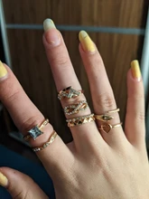 Conjunto de Anillos bohemios Vintage para mujer, conjunto de Anillos de Unión geométricos de media luna de oro para mujer, conjunto de Anillos de Diseño de cristales, joyería para fiesta