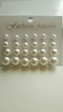 12 pares blanco perla simulada juego de pendientes para mujeres joyas oído pendientes de botón con bola de Bijouteria brincos Bijoux