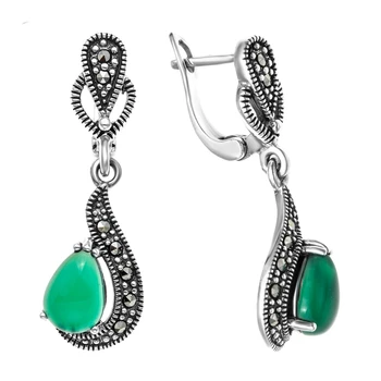 Earrings made of silver with agate green blue. And agate Green 
Earrings made of silver with agate green blue. And agate Green