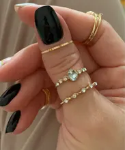 Wuckalo-Conjunto de anillo de tejido torcido redondo para mujer, joyería femenina, anillos de dedo nudillo clásicos elegantes para mujer 2021