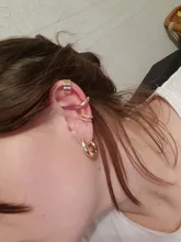 Pendientes bohemios de cristal para mujer, Multicolor, en forma de C, sin perforaciones, pequeños, para novia, boda, Clip, joyería