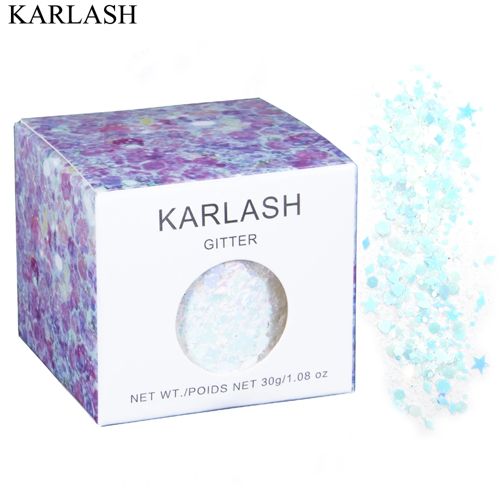 KARLASH White Glitter Nail Art Decorations Mix Star Heart Laser Shiny Nail Sequins 30g Bulk Flocking Powder for Beauty Design
KARLASH White Glitter Nail Art Decorations Mix Star Heart Laser Shiny Nail Sequins 30g Bulk Flocking Powder for Beauty Design