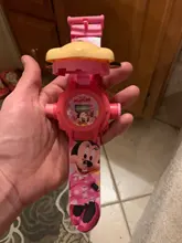 Minnie de Disney-relojes de proyección 3D para niños, figuras de anime de dibujos animados, con tapa, regalo para niñas