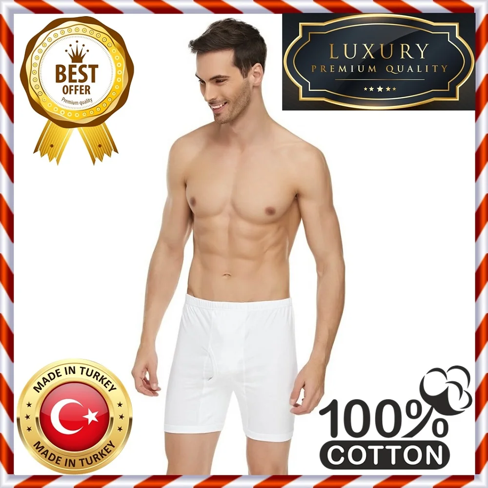 Fabric WHITE COTTON LONG Briefs Boxer for Men Comfortable Soft Underwear Underpants SET OF 5/10 Famous Turkish Product | Мужская одежда