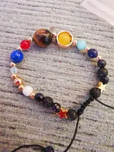 Pulsera ajustable con sistema Solar de piedra Natural, pulsera con cuentas de galaxia del universo, ocho planetas, regalo para novia