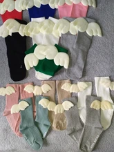 Angelwing-Calcetines de algodón hasta la rodilla para niñas pequeñas, medias cortas de Color sólido caramelo para verano y otoño