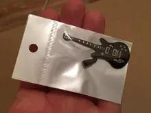 Collar de guitarra de acero inoxidable 316L para hombre, cadena de cuero, colgantes