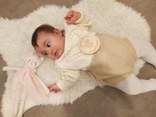 Conjunto de ropa para niñas pequeñas, Pelele de punto, cárdigan para niños pequeños recién nacidos, suéter de algodón, otoño