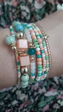 3-4 unids/set moda multicapa cuentas de piedra de cristal encantos borla Pulseras y brazaletes Pulseras Mujer pulsera Boho para Mujer regalo