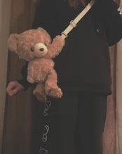 NOENNAME_NULL-oso sonriente para chicas, muñeca de felpa suave, bolso de mano de Lolita, bolso de hombro de Animal