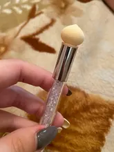 1 pincel para degradar el color de las uñas, con doble punta de esponja y mango con diamantes de imitación, accesorio apto para el degradado del esmalte de uñas artísticas