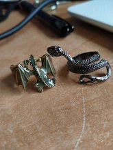 1 pieza nuevo europeo Retro Punk muy grandes espíritu anillo de serpiente de la personalidad de la moda estereoscópico anillo ajustable con apertura de la joyería
