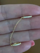 Pendientes Piercing Plata de primera ley para mujer, aretes, Plata esterlina 925, purpurina, estilo minimalista, con broche de Luna, aniversario, boda