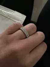 Anillos de boda de 3 filas de cristal transparente para Mujer, joyería de acero inoxidable con diamantes de imitación, para adolescentes