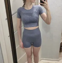 Conjunto de Yoga sin costuras para mujer, chándal deportivo de manga larga con logotipo personalizado, ropa deportiva para gimnasio y fitness, traje de Leggings de verano