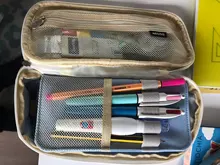 Angoo-Estuche clásico de bolsillo para bolígrafos, bolsa de almacenamiento de papelería plegable, organizador para viaje de cosméticos, para estudiantes, A6449