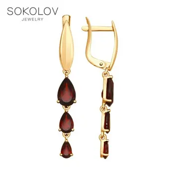 Drop Earrings with stones SOKOLOV gold with Garnet, fashion jewelry, 585, women's male, long earrings
Drop Earrings with stones SOKOLOV gold with Garnet, fashion jewelry, 585, women's male, long earrings