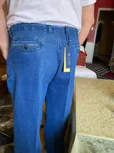 Pantalones vaqueros elásticos para hombre, informales, de alta calidad, ajuste Regular, azul oscuro, holgados, para primavera y otoño, novedad