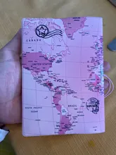 Funda de pasaporte con mapa del mundo para hombre y mujer, Cartera de piel sintética con soporte de dirección de identificación, accesorios de viaje