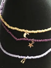 Gargantilla de cuentas Bohemia para mujer, collar con cadena de cuello bohemio, colgante de aleación de estrella y luna de Color caramelo, joyería para niña