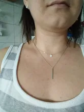 Collar de doble capa de Plata de Ley 925, redondo brillante, circón completo, collares con colgantes largos, regalo para niña, accesorios finos NK062