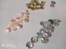 40 piezas 8mm 10mm 12mm Colores mixtos sirena pescado escala plana trasera Diamante de imitación redondo cabujón adorno Scrapbooking manualidades DIY