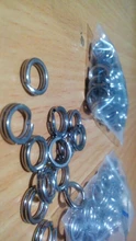 50 unids/bolsa de acero inoxidable gancho de anillos de Pesca 3 #/4 #/5 #/6 #/7 #8 # anilla con doble abertura accesorios para herramientas de pesca conector de anillos planos