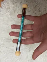 1 pincel para degradar el color de las uñas, con doble punta de esponja y mango con diamantes de imitación, accesorio apto para el degradado del esmalte de uñas artísticas