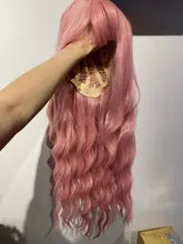 LOUIS FERRE largo degradado rojo rosado pelucas sintéticas azul púrpura Cosplay peluca con Bnags para las mujeres negras resistente al calor de fibra