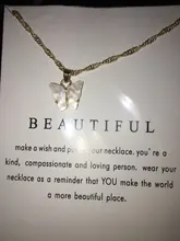 Collar con colgante de mariposa acrílico coreano para mujer, animal adorable, declaración, joyería con tarjeta de regalo