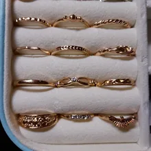 Yobest-Conjunto de anillos Vintage bohemios para mujer, juego de sortijas geométricas con forma de media Luna Dorada para mujer, conjunto de anillos con personalidad de cristal, regalo de joyería para fiesta