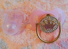 Chupete de bebé con diamantes de imitación, elegante accesorio infantil con brillantes, en color rosa