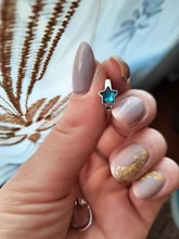 Pendientes de aro con forma de estrella para niña y mujer, aretes de aro con cristales azules y plateados para niña y mujer, joyería coreana, 925