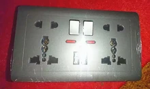 Delviz-Toma de corriente de pared con 5 orificios, enchufe Usb estándar europeo, Panel empotrado gris, doble puerto USB 2.1A, CA 110-250V, toma de corriente de Reino Unido, Universal
