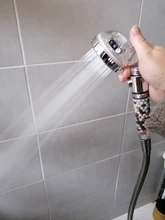 Zloog-Cabezal de ducha de filtro de turmalina, ahorro de agua, 3 modos, ajustable, botón de encendido/apagado, ducha de alta presión